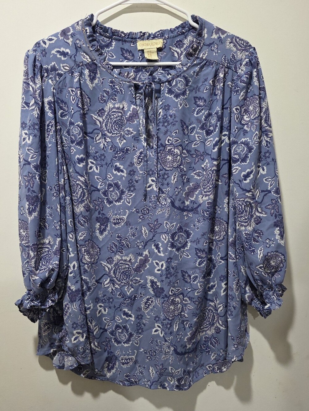 Chelsea & Violet Lavender-Blue Floral Peasant Blouse